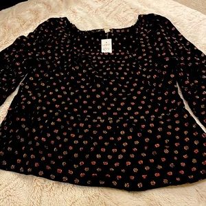 Black Metallic Dot Blouse